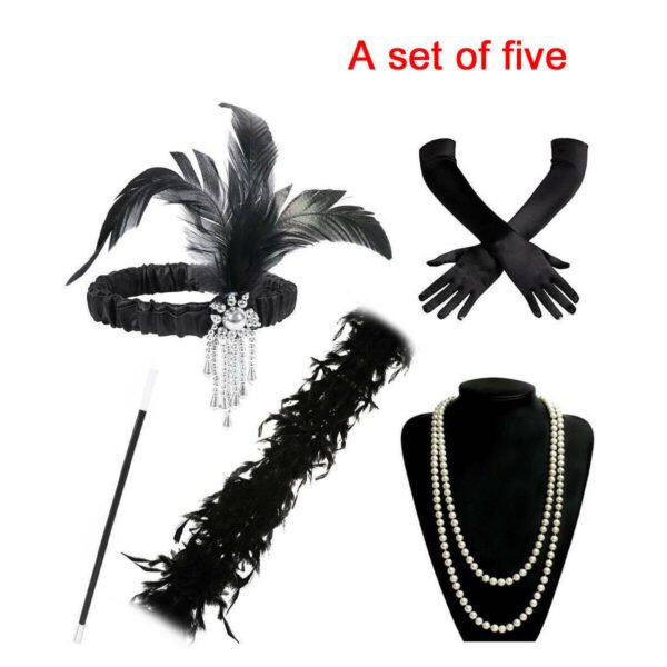 5 Piece Ladies 1920'S Charleston Gatsby Fancy Dress Accessories - Image 2