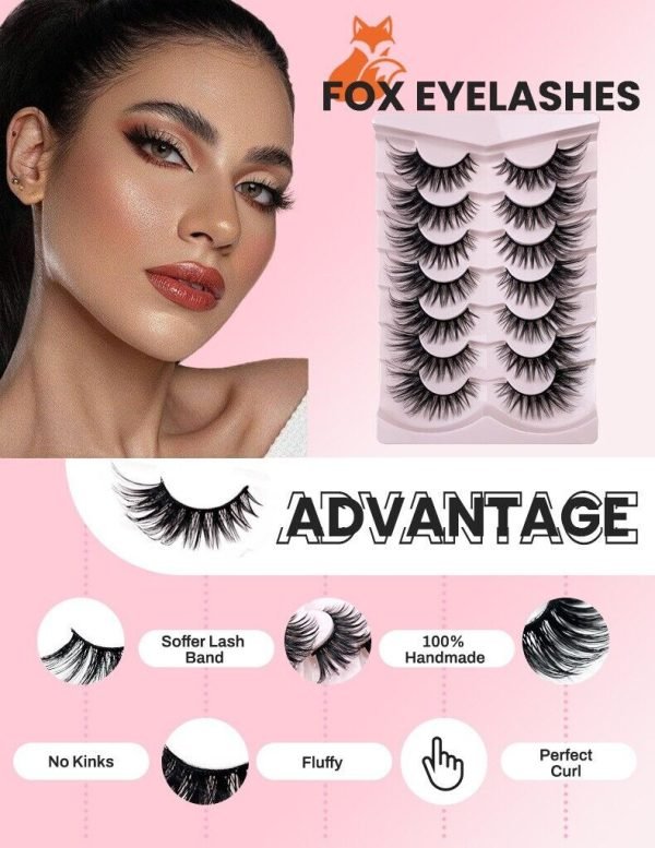 Fluffy Mink Faux Eyelashes 3D Russian Volume Strip Lashes D Curl - Image 2