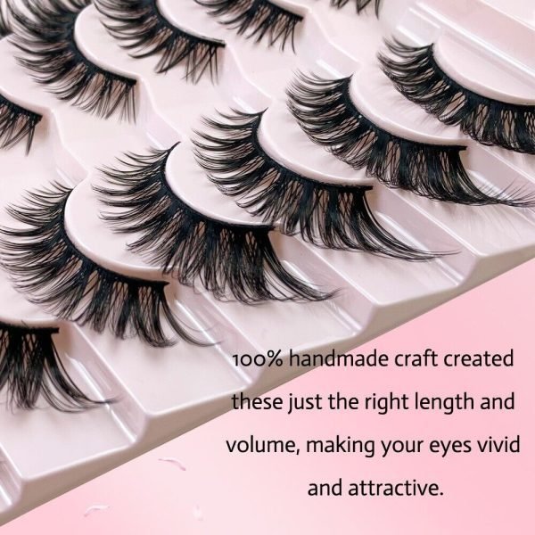 Fluffy Mink Faux Eyelashes 3D Russian Volume Strip Lashes D Curl - Image 5