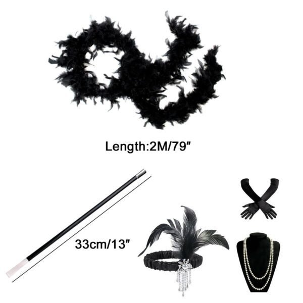 5 Piece Ladies 1920'S Charleston Gatsby Fancy Dress Accessories - Image 3